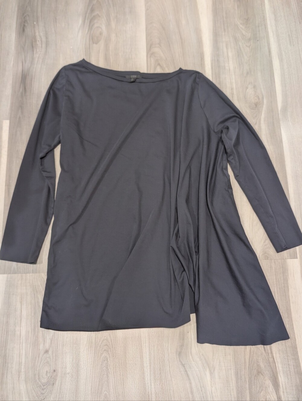 COS | Asymmetric Hem Long-Sleeve Tunic Top In Navy Blue